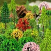 QUOZUO 38PCS Mini Model Miniature Trees, Mixed Model Colourful Trees