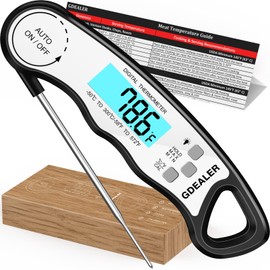 GDEALER Meat Thermometer Digital Instant Read Thermometer Ultra-Fast Cooking Food Thermometer with 4.6” Folding Probe Calibration Function for Kitchen Milk Candy, BBQ Grill, Smokers (Black)