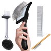 5-Piece Dog Grooming Kit, Large Long Pin Dog Slicker Brush