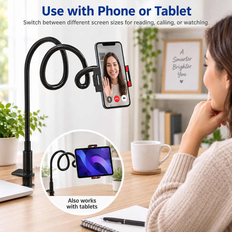 Gooseneck Phone & Tablet Stand for Hands-Free Viewing – 360°