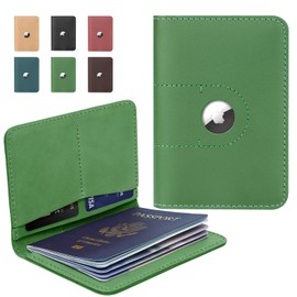 ALLIVE Genuine Leather Passport Holder Women Men, Passport Holder with Airtag, Travel Must Haves Airport Essentials, Passport Cover Case Travel Gifts