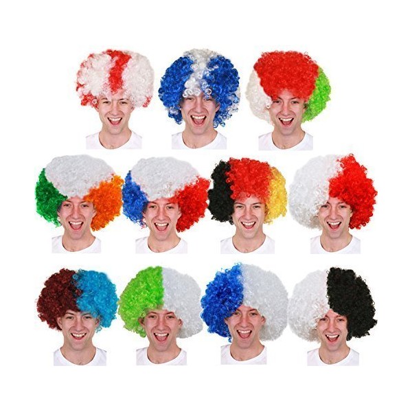 Black and White Afro Wig - Perfect for Football Fans Rugby Fans or Any Sporting Events and Fancy Dress Parties - Pack of 1