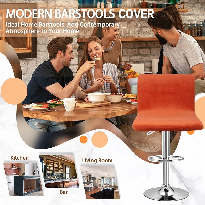 SONNACH Bar Stool Covers, Velvet Barstool Slipcovers with Back, Slipcovers