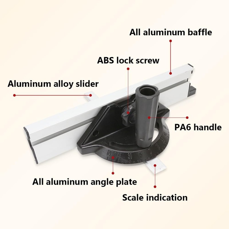 Miter Fence, Miter Gauge for Table Saw, Adjustable Angle Ruler