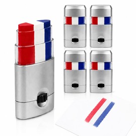 5-Pack France Flag Face Paint Sticks, Blue White Red Face & Body Paint for Soccer Fans, Washable Tricolor Makeup for Football, Rugby, Game Day Parties and National Events