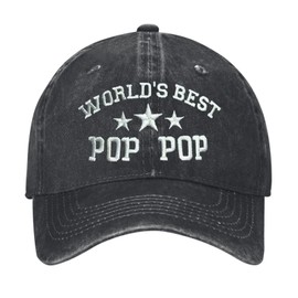 Grandpa Gifts,World's Best Pop Pop Gifts Embroidered Hat for Men, Funny Grandpa Gifts Cotton Adjustable Baseball Cap Hats Black