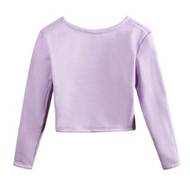 Girls Ballet Wrap Tops Leotard Long Sleeve Dance Wraps Sweater Gymnastics Cardigan, Velvet Inner, purple
