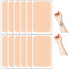 12 Pcs Breathable Second Skin Tape for Tattoo Cover - Ultra Thin Waterproof Patch with Feathered Edge Film, Cuttable Concealer Stickers for Face Neck Arms Legs Daily Makeup Use