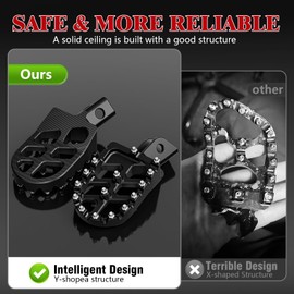 IUVWISN Dirt Bike Foot Pegs,Motorcycle Footpegs Wider Foot Pegs Rest Pedal CNC for KLX 110 KLX110 2002-2024 KLX110L 2010-2024 KX60 1998-2003 Black