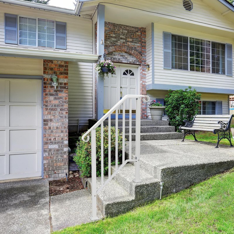 3 Step Handrails for Outdoor Steps, Wrought Iron Stair Railing