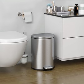 iTouchless SoftStep 3 Gallon Slim Bathroom Trash Can with Odor Filter & Removable Inner Bucket, Stainless Steel 11 Liter Space-Saving Semi-Round Step Pedal Garbage Bin for Bedroom, Home Office Cubicle