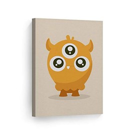 Smile Art Design Lovely Orange Monster Cream Background Canvas Print Kids Room Decor Wall Art Baby Room Decor Kids Room Decor Nursery Decor Ready to Hang Made in The USA 28x19