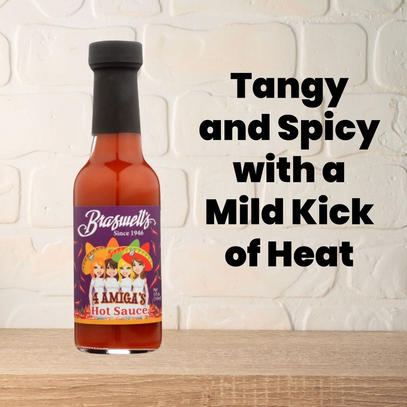 Braswells Four Amigas Hot Sauce, 5 Ounce, Pack of 1