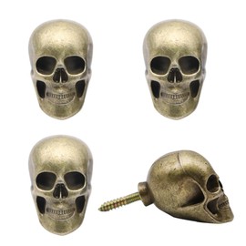 Hdtyyln Skull Wall Hooks, 4 Pcs Decorative Metal Wall Mounted Key Holder Hat Rack Organizer Bathroom Hanger Home and Kitchen Use Pegs (Bronze)