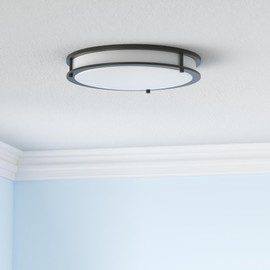 ASD LED 16 Inch Round Flush Mount Light Fixture | 24W 1900LM 3000K-5000K 120V | 3CCT, Dimmable, Energy Star, ETL Listed | Close to Ceiling Double Ring Lamp, Low Profile Lighting | Black