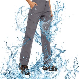 Women's Hiking Pants Stretch Lightweight Convertible Quick Dry Outdoor UPF 40 Fishing Safari Waterproof Travel Camping Capri Pants,2192,Grey,36/US 16