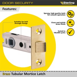 Sterling TML125 BP 2 1/2" 65mm Tubular Mortice Latch, Brass, 4 Pack