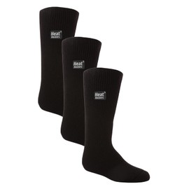 HEAT HOLDERS Kids Thermal Socks for Winter | 3 Pair Mutlipack Boys & Girls Warm Socks with Fluffy Fleece Inner (2-5, Black)