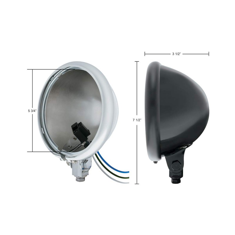 United Pacific 32051 5-3/4 inch Chrome Motorcycle Headlight Housing Only