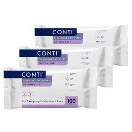 carebymail Conti So Soft Large Patient Cleansing Dry Wipes (3 Packs of 100 Dry Wipes)