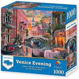 Majestic by Springbok - Venice Evening - 1000 Piece Jigsaw Puzzle Illustration of Venice Canal at Sunset