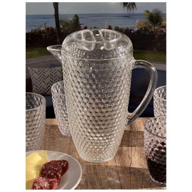 Diamond Cut 2.5 Quarts Unbreakable BPA Free Plastic Water Pitcher with Lid for Drinks & Juice Tea Pots & Kettlescolor: as Pic Color