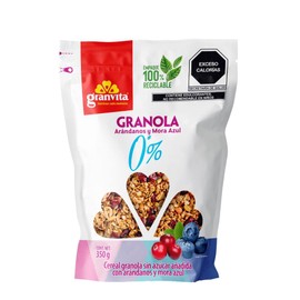 Granvita, Granola sin azúcar, con arándanos y mora azul - 350 g