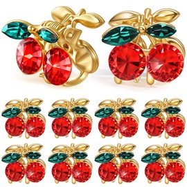 Suncalla 10 Pcs Cherry Small Hair Clips for Women Girls Cute Rhinestone Claw Clips Mini Cherry Hair Accessories for Holding Thin Thick Headwear Gifts