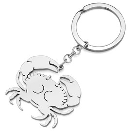 DALANE Stainless Steel Keyring Shark Turtle Crab Dolphin Seahorse Key Ring Ocean Animal Jewellery Gifts for Women Girls Decoration, Silver plated crab