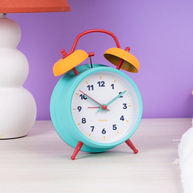 FISURA Analogue alarm clock multicolour without ticking. Alarm clock with