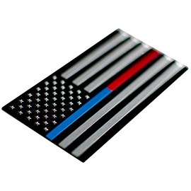 Aluminum Thin Blue/Red Line Decal Sticker Emblem | In Support of Police Officers and Firefighters