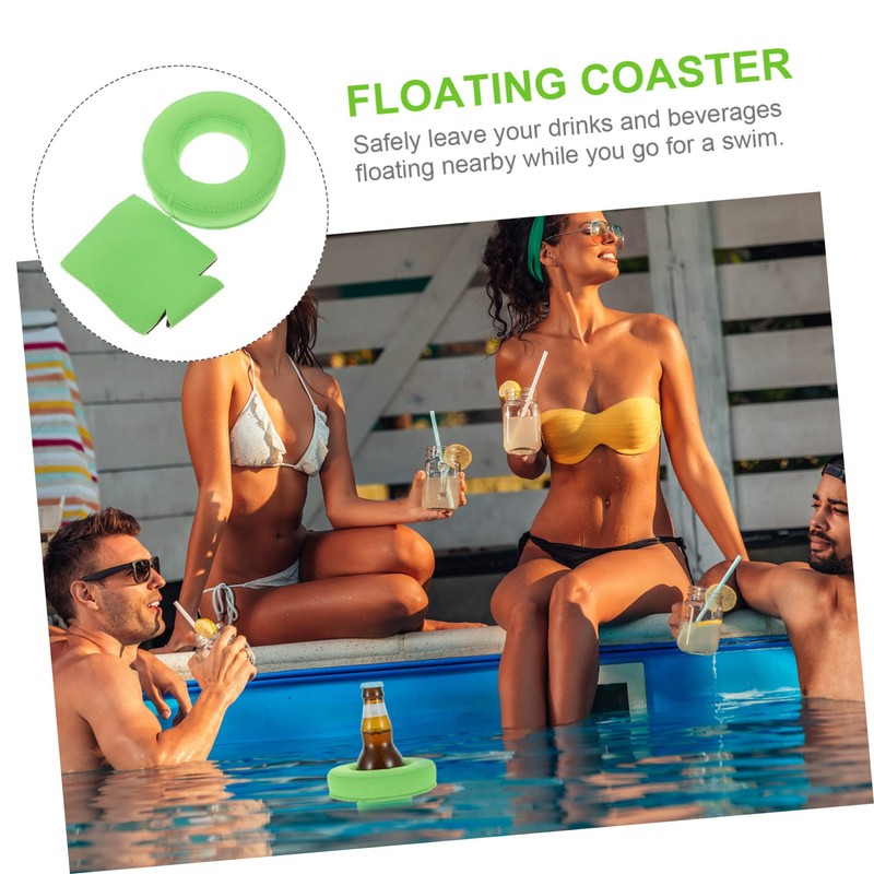 SHOWERORO 5 Sets Neoprene Pool Floaty Drink Holder Floating Beverage