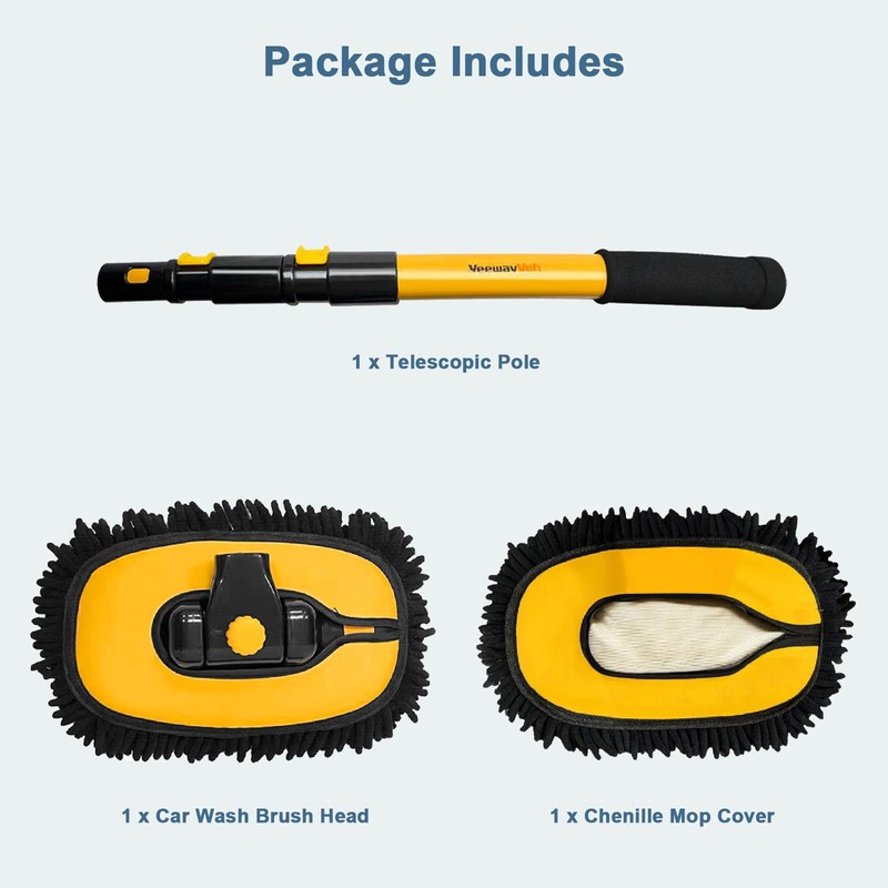 YeewayVeh Car Wash Brush with Long Handle, Microfiber Car Wash