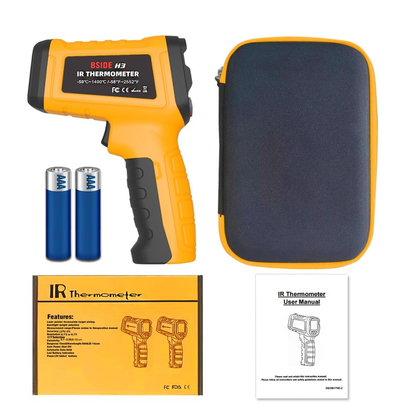 BSIDE Infrared Thermometer Pyrometer 50:1 Industrial Temperature Gun -58℉~2552℉(-50℃~1400℃) IR
