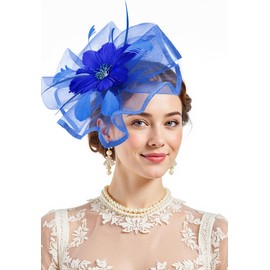 Zando 2025 Kentucky Fascinators Derby Blue Hats For Women Girls Headpiece 20s 50s Flower Feather Fascinators Vintage Tea Party Hats For Womens Headwear Cocktail Wedding Church Derby Hat One Size