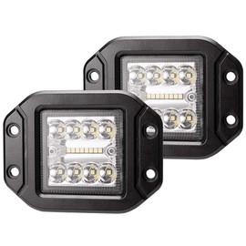 LIGHTFOX 2 PCs Flush Mount LED Pods 5 Inch 30° Spot + 120° Flood Beam, IP68 Sealed Flush LED Light Bar Backup Reverse Work Light for Truck Tractor ATV UTV SUV