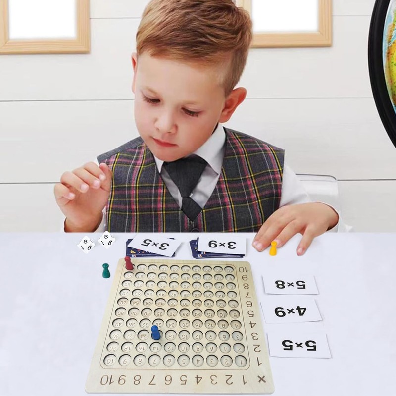 Diompirux Wooden Montessori Multiplication Board, Children's Learning Multiplication Table, Learning