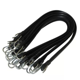 Valley 10-Pc 10" EPDM Rubber Tie Down Straps with Hooks - Black Rubber Bungee Set