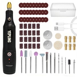 YEPLING Cordless Rotary Tool, 3.7V Li-Ion 15000rpm Electric DIY Mini Polisher Kit, 72 Pieces Accessories USB Cordless Multi-Tool, Great for Nail Polishing and Light Work