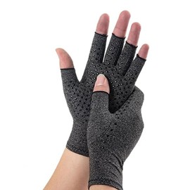 Premium Bamboo Gloves, One Compres Bamboo Arthritis Gloves, Bamboo Compres Gloves for Women, Men (Gray Spots, Large)