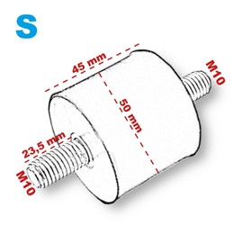4 x Rubber Buffer Anti-Vibration Damper Silent Block Machine Feet Metal Thread (S) M10 50 x 45 mm