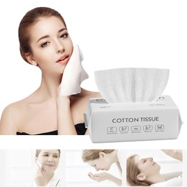 Toallita facial de algodón desechable, toallitas limpiadoras de maquillaje, toalla suave de algodón, uso húmedo y seco, multiuso para el cuidado de la piel (Paquete de 2)