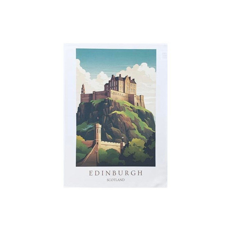 Half a Donkey Edinburgh Castle large cotton tea towel