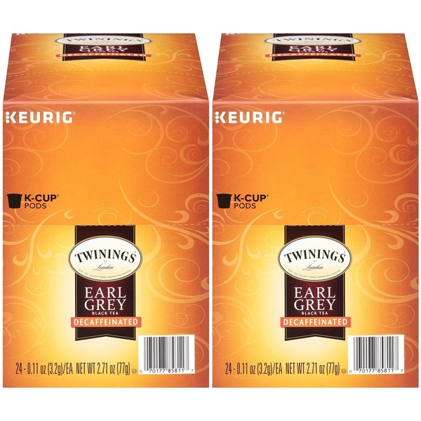 Twinings of London Decaffeinated Earl Grey Tea K-Cups for Keurig, 24 Count (Pack of 2)