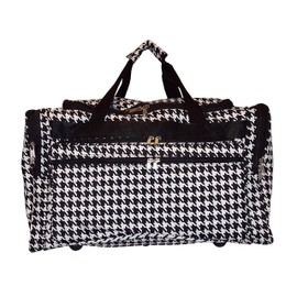 22 inch Fashion Multi Pocket Gym Dance Cheer Travel Carry On Duffle Bag with Bottle Holder (Blank - Houndstooth)