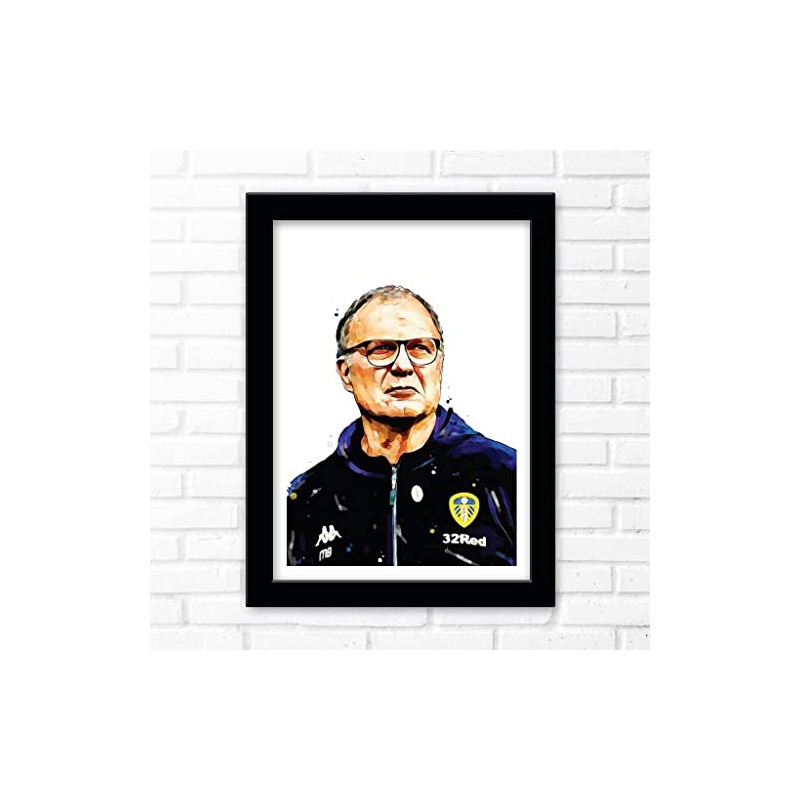 LEEDS United - Marcelo BIELSA Framed Illustration Print Poster
