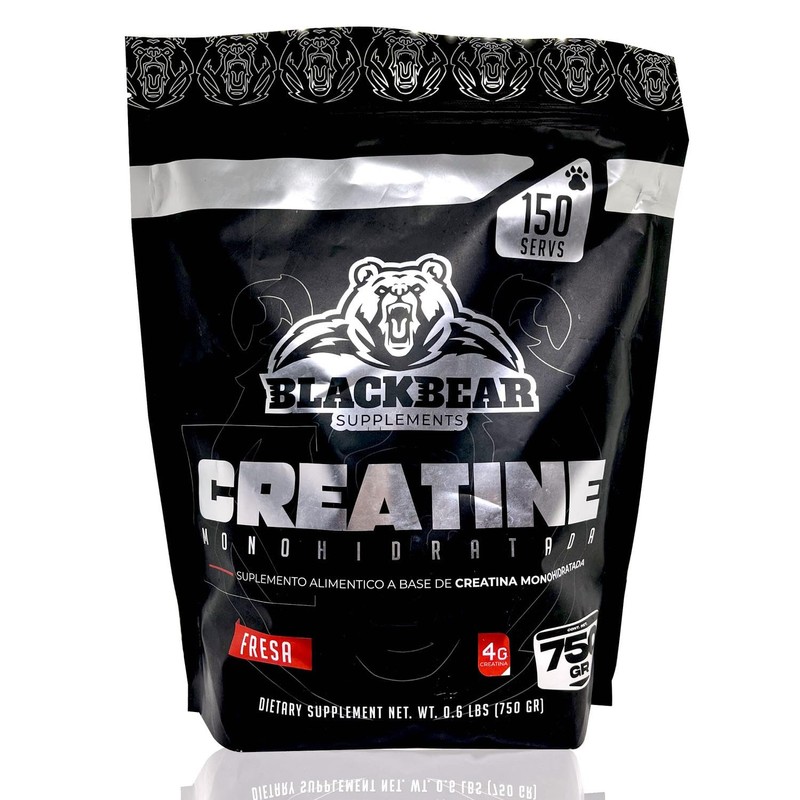 Creatina Monohidratada 750gr Fresa 150 serv Blackbear