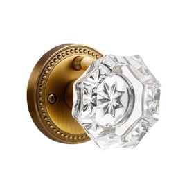 Antique Brass Door Knobs Crystal Door Knob Interior Privacy Door Knob for Bedroom and Bathroom Glass Door Knob,Zinc Alloy 1 Pack