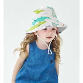 Malaxlx Toddler Bucket Sun Hat Cute Crocodile Print Summer Outdoor Sun Protection Kids Beach Hat for 2-4 Years Old Boys Girls
