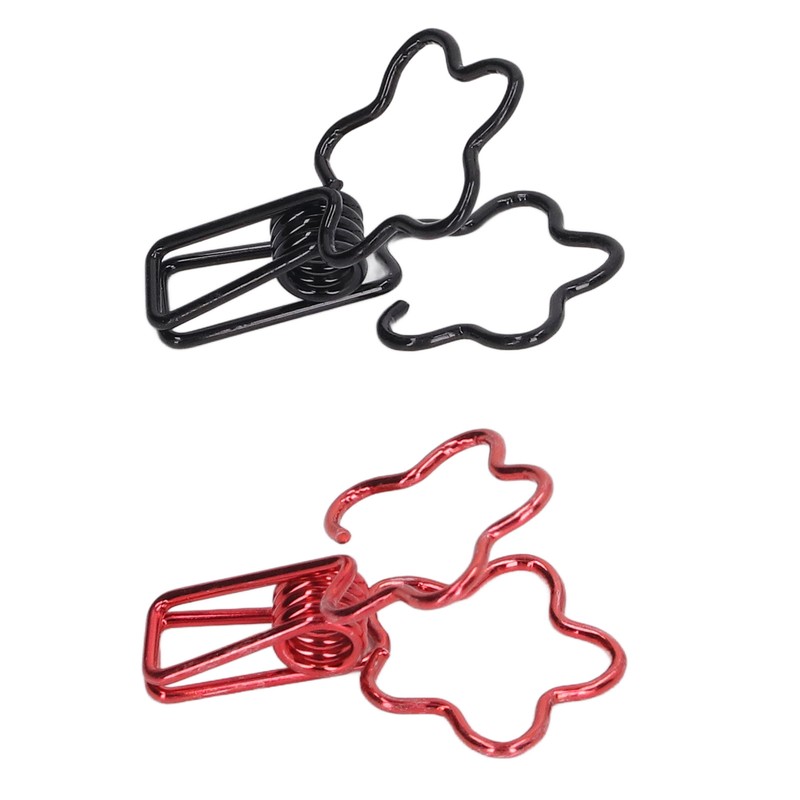 100pcs Binder Clips Black Red Cute Cartoon Flower Shape Metal
